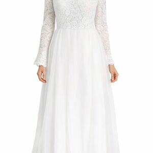 Elegant White Lace Long Sleeve Dress